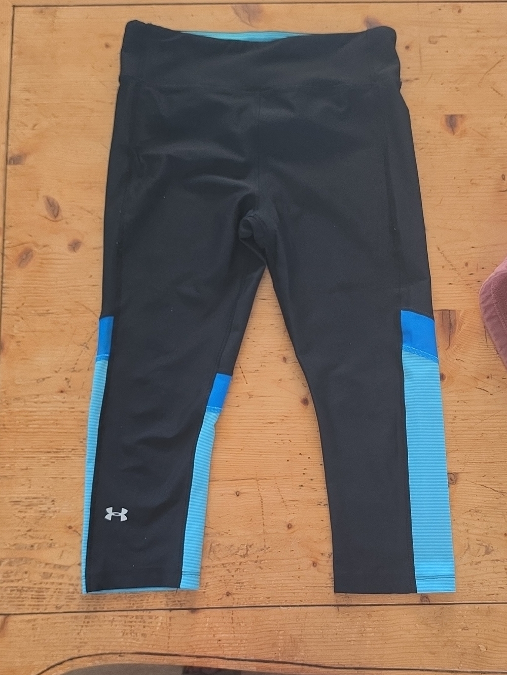 Under Armour Black Capri Leggings with Blue Panels